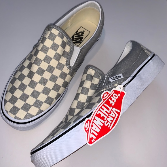 NWB Vans Classic Slip-On Checkerboard Silver - Picture 2 of 11